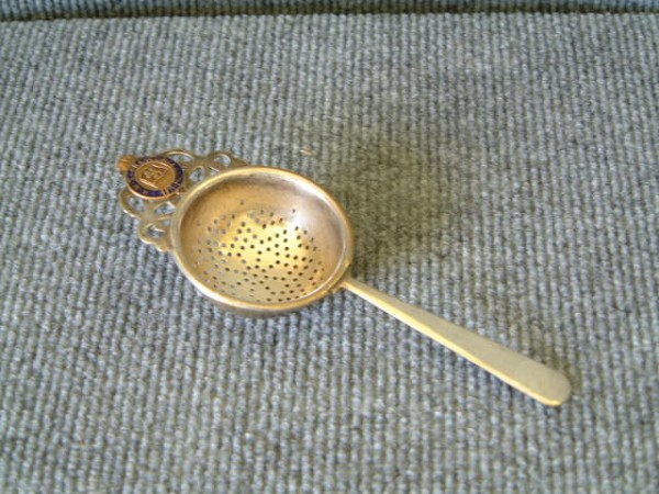 SILVER PLATED TEA STRAINER FROM CUNARD LINE VESSEL FRANCONIA